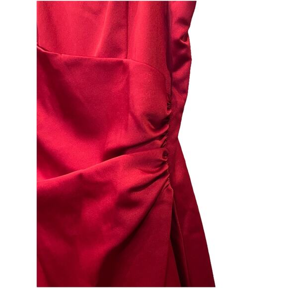 David’s Bridal JB1675 Apple Red Satin Jr Bridesmaid Ball Gown Dress Size 14 NWT - Picture 3 of 8